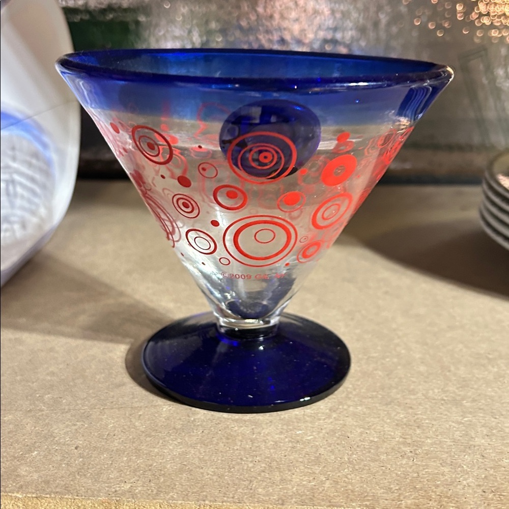 🔥🔥Kosta Boda Royal Caribbean Margarita/Martini Glasses Blue/Orange glasses
